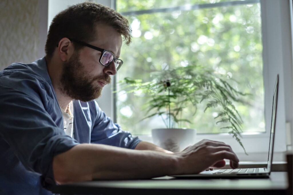 Person working on laptop