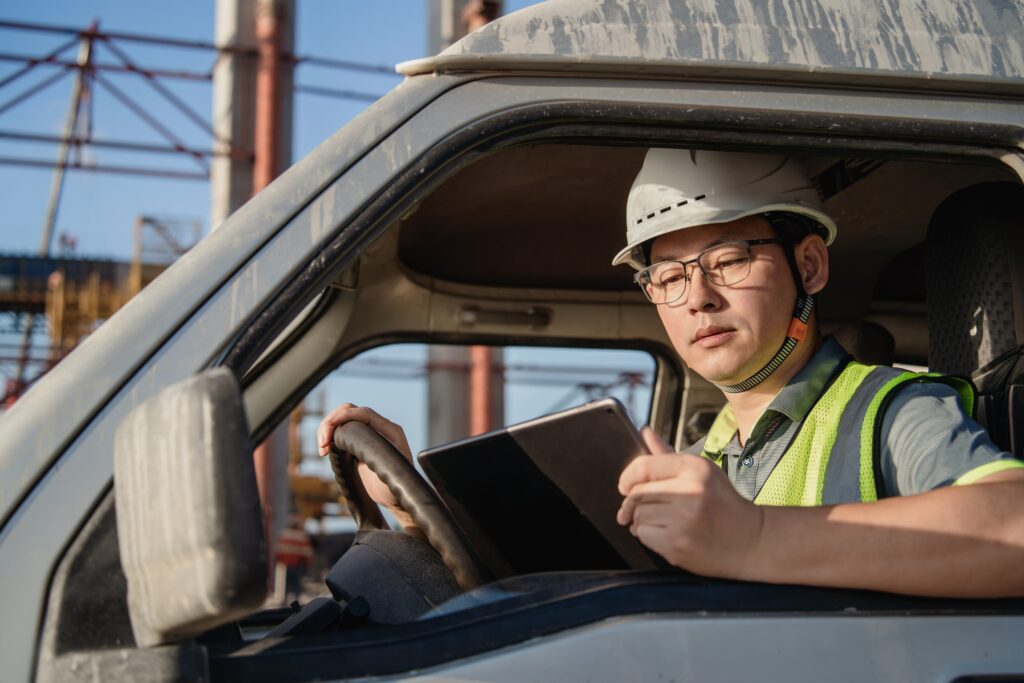 asian male engineer working in construction site