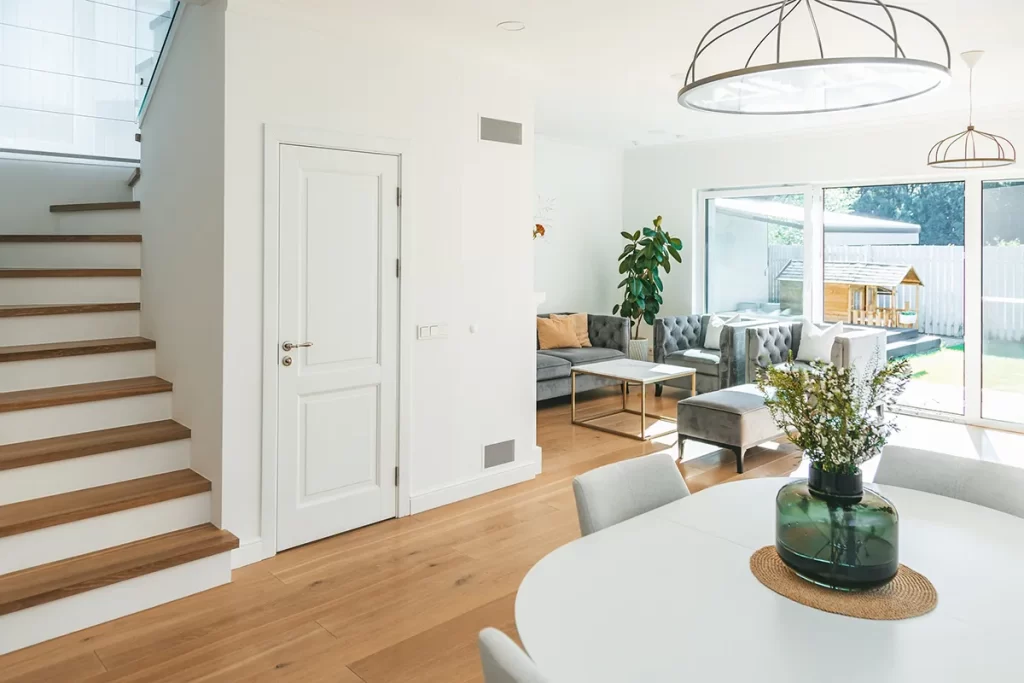 clean, open living room