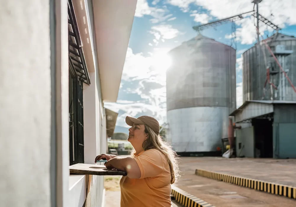woman at grain elevator window